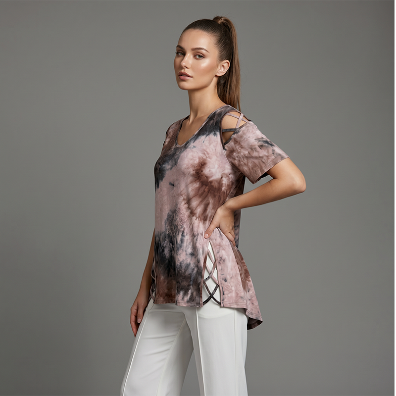 Women’s Heart Print V-Neck Top
