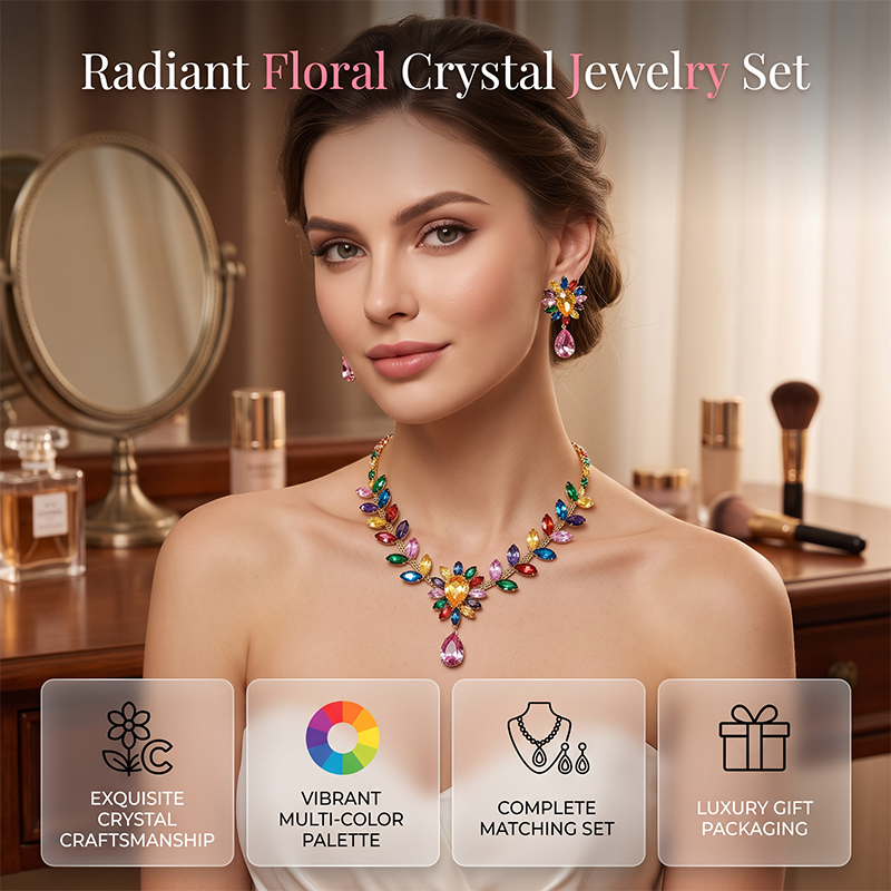 📢📢50% OFF !! ⏰ Women Casual Colorful Floral Necklace Set – Vibrant flowers, lightweight & elegant – Perfect for everyday wear & special occasions ✨