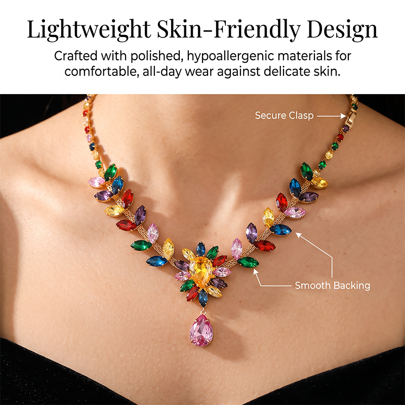 📢📢50% OFF !! ⏰ Women Casual Colorful Floral Necklace Set – Vibrant flowers, lightweight & elegant – Perfect for everyday wear & special occasions ✨