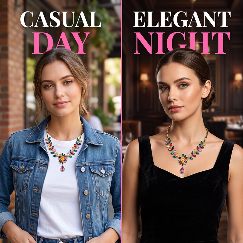 📢📢50% OFF !! ⏰ Women Casual Colorful Floral Necklace Set – Vibrant flowers, lightweight & elegant – Perfect for everyday wear & special occasions ✨