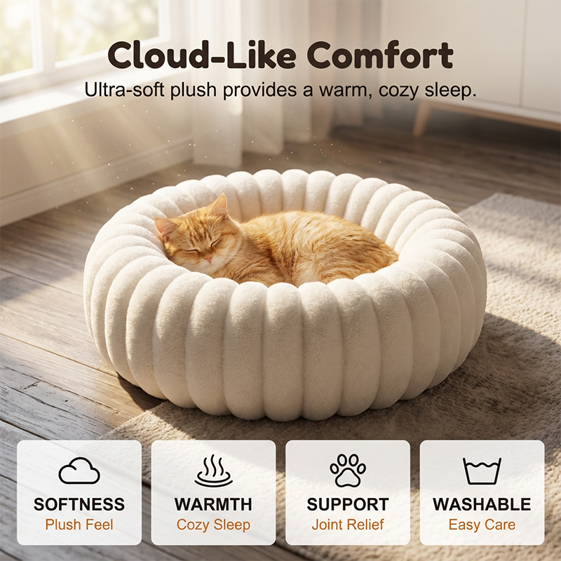 Ultra-Soft Round Calming Cat & Dog Bed