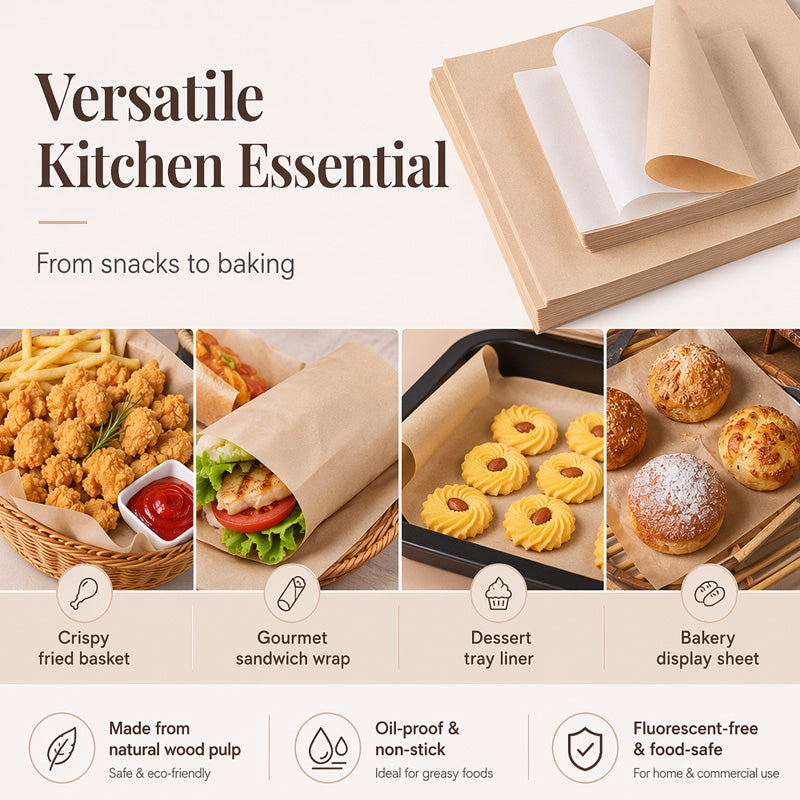 📢📢 50% OFF !! ⏰ Food-Grade Greaseproof Paper Sheets – Non-Stick, Oil-Resistant & Perfect for Baking, Roasting & Frying 🍪✨