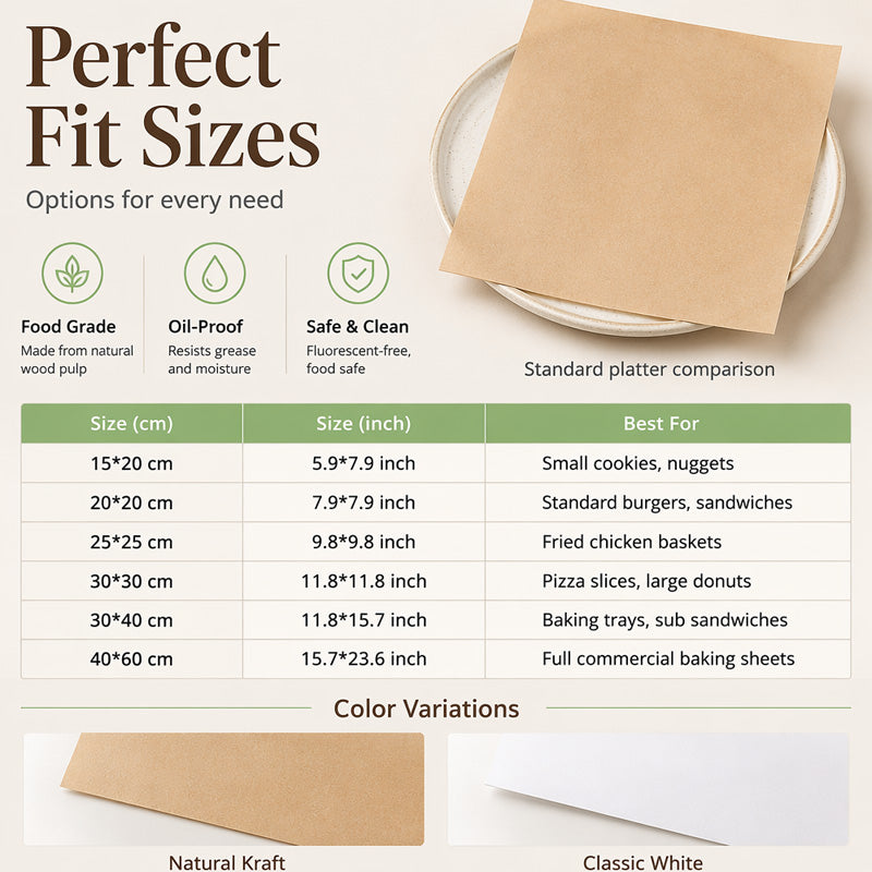 📢📢 50% OFF !! ⏰ Food-Grade Greaseproof Paper Sheets – Non-Stick, Oil-Resistant & Perfect for Baking, Roasting & Frying 🍪✨