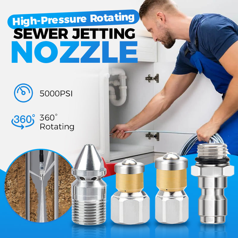 🔥Save 50%! Heavy Duty Rotating Sewer Jet Nozzle, Home & Professional Pipe Clearing Tool