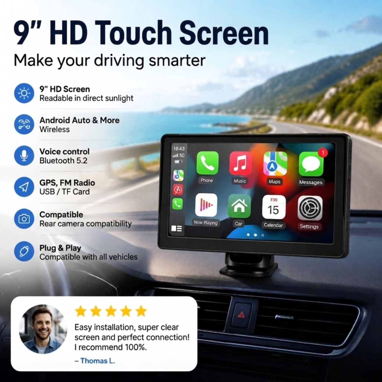 9" Wireless HD Touchscreen Multimedia Player