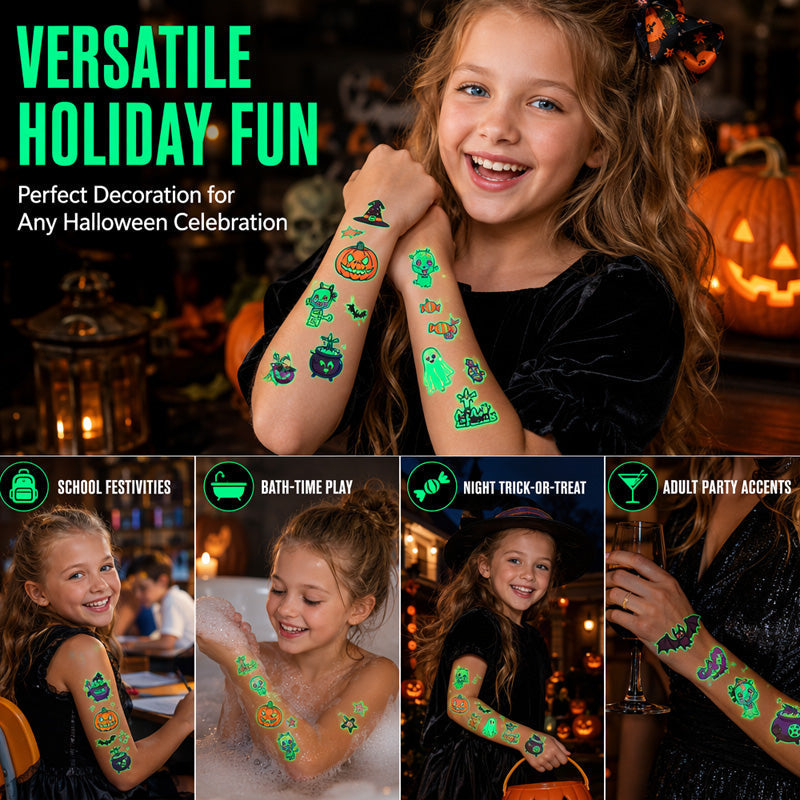 📢Buy 1 Get 1 Free！🔥Luminous Halloween Temporary Tattoos for Kids Cartoon Waterproof Glowing Stickers