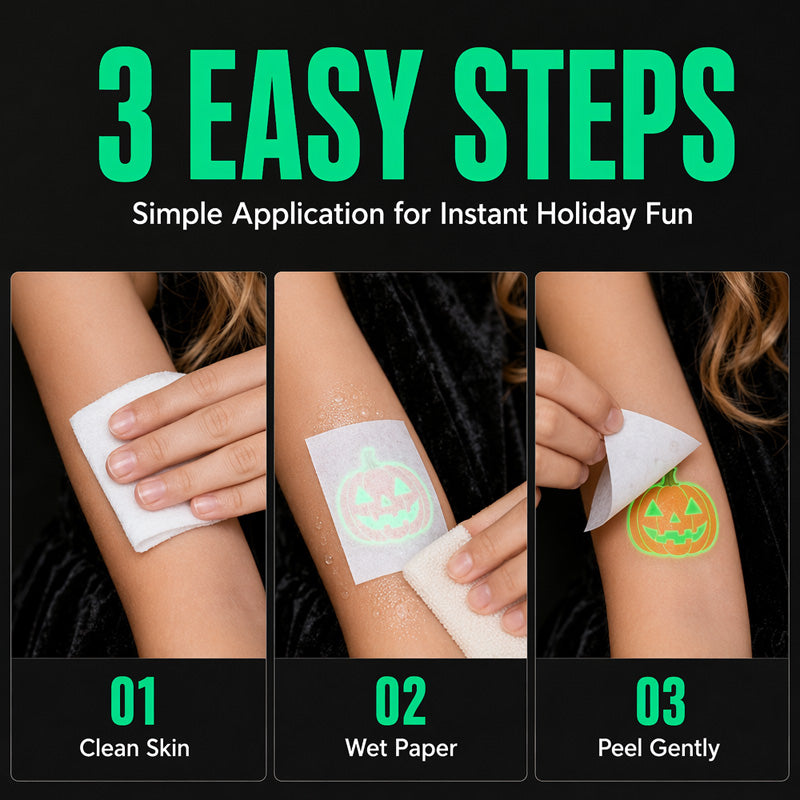 📢Buy 1 Get 1 Free！🔥Luminous Halloween Temporary Tattoos for Kids Cartoon Waterproof Glowing Stickers