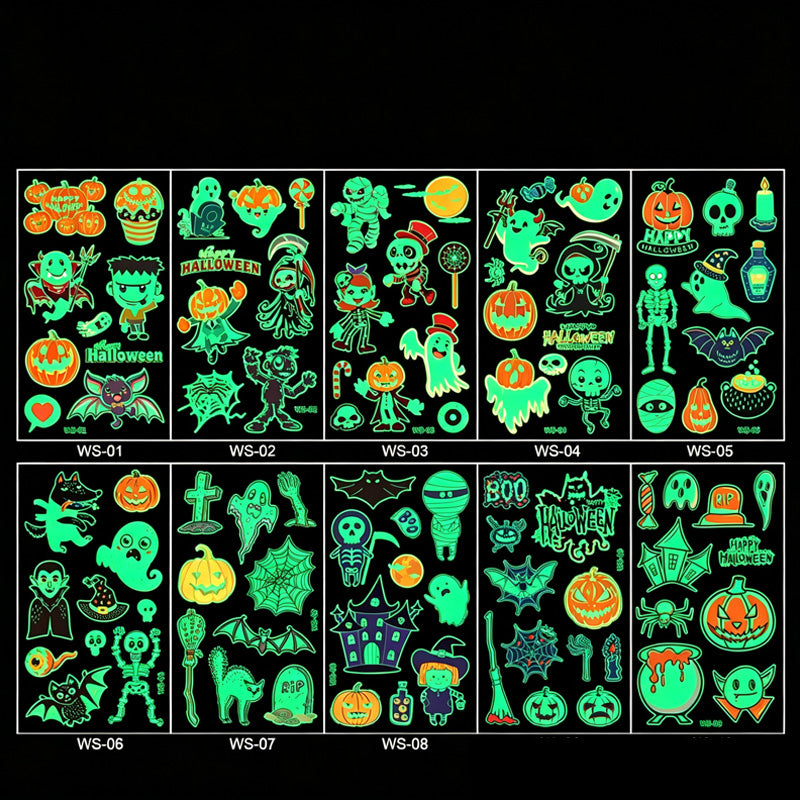 📢Buy 1 Get 1 Free！🔥Luminous Halloween Temporary Tattoos for Kids Cartoon Waterproof Glowing Stickers
