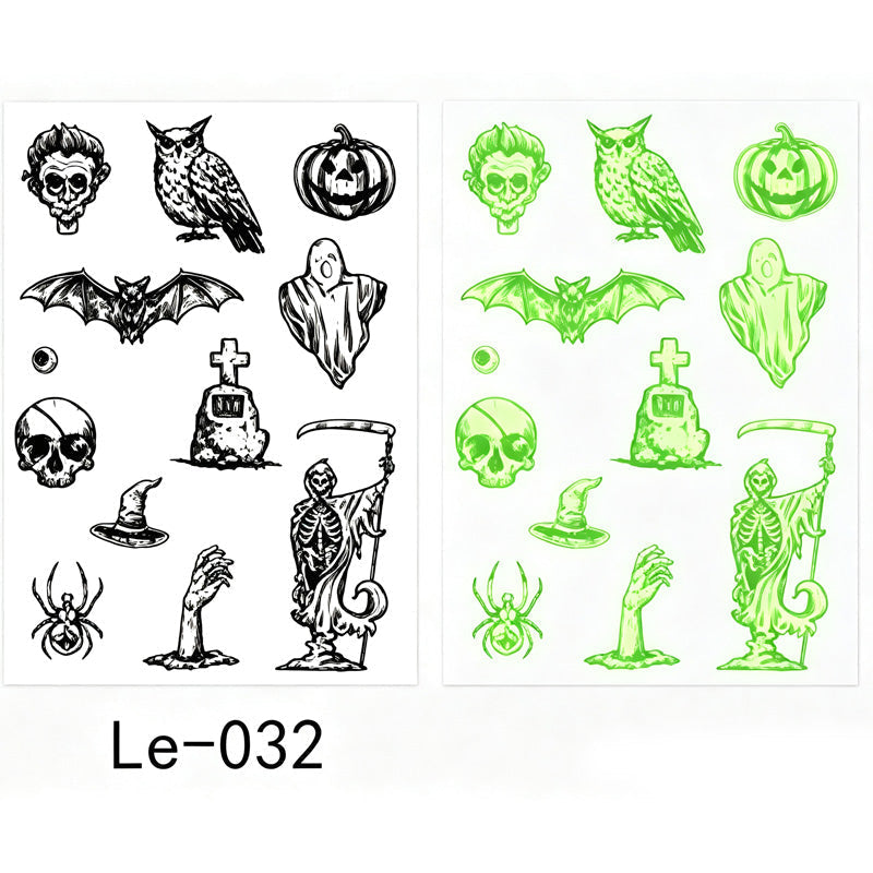 📢Buy 1 Get 1 Free！🔥Luminous Halloween Temporary Tattoos for Kids Cartoon Waterproof Glowing Stickers