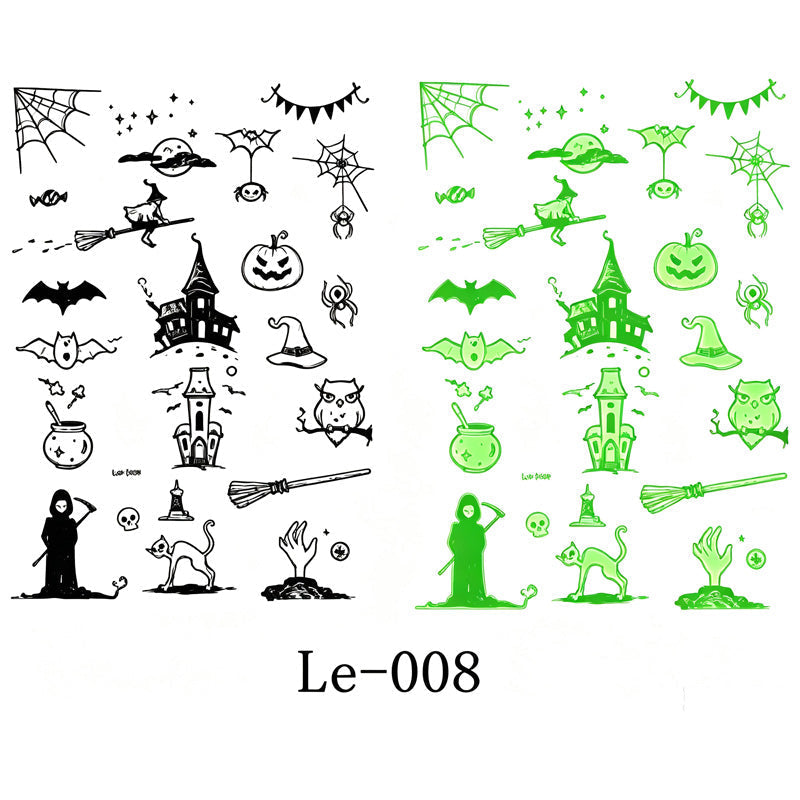 📢Buy 1 Get 1 Free！🔥Luminous Halloween Temporary Tattoos for Kids Cartoon Waterproof Glowing Stickers