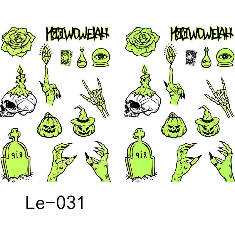 📢Buy 1 Get 1 Free！🔥Luminous Halloween Temporary Tattoos for Kids Cartoon Waterproof Glowing Stickers