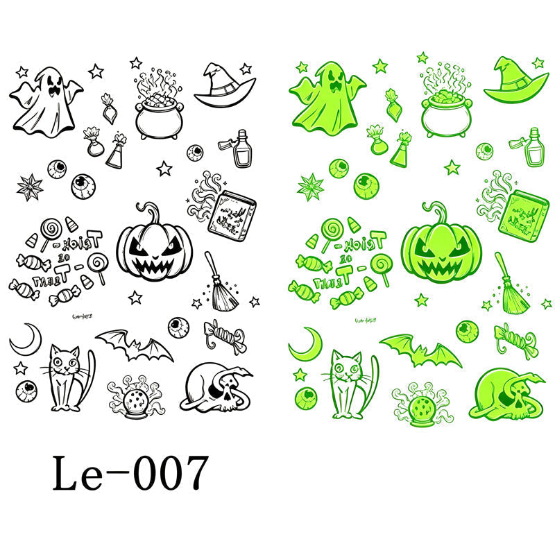 📢Buy 1 Get 1 Free！🔥Luminous Halloween Temporary Tattoos for Kids Cartoon Waterproof Glowing Stickers