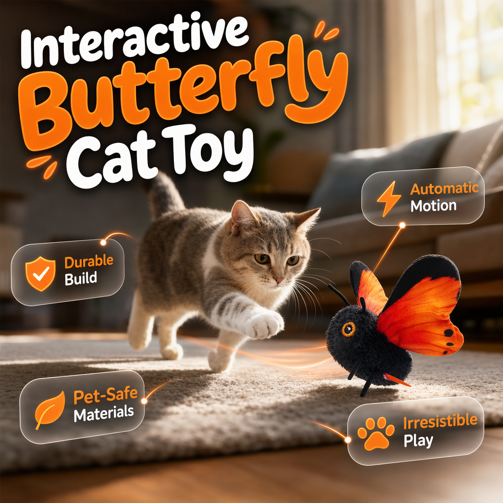 🐱50% OFF!🔥Smart Sensing Automatic Flapping Butterfly Cat Toy, Interactive Electric Pet Play Toy🦋