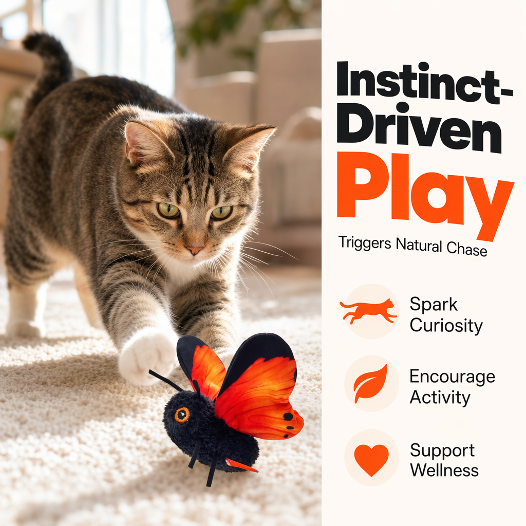 🐱50% OFF!🔥Smart Sensing Automatic Flapping Butterfly Cat Toy, Interactive Electric Pet Play Toy🦋