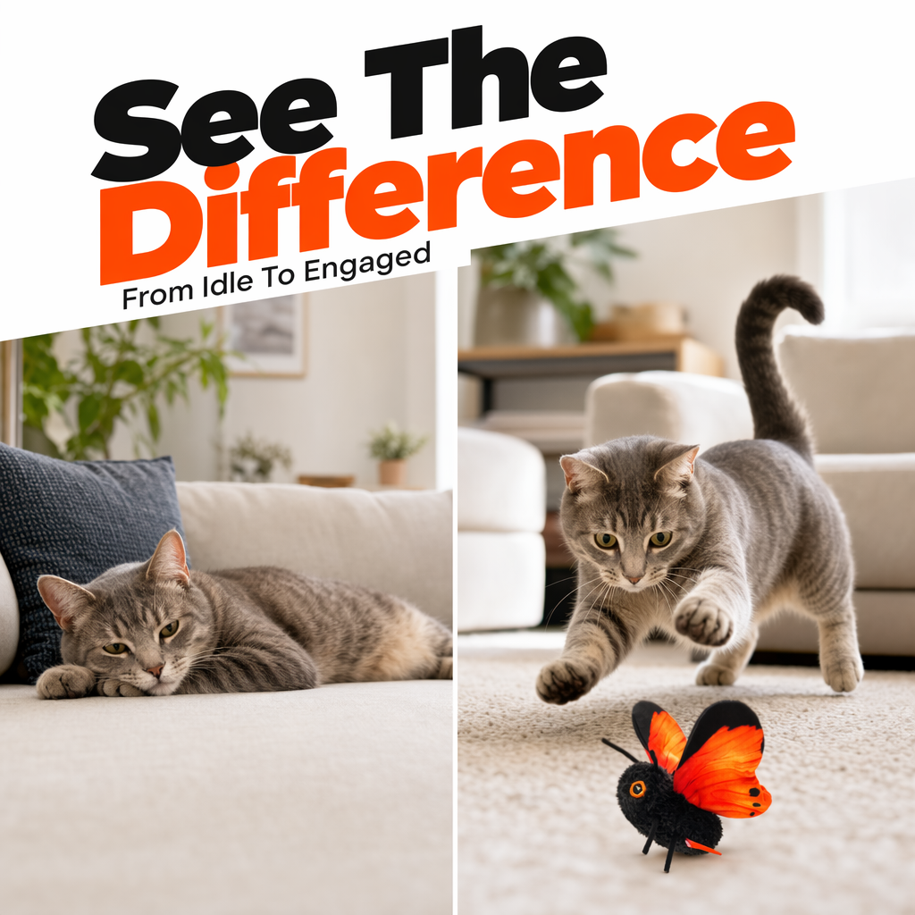 🐱50% OFF!🔥Smart Sensing Automatic Flapping Butterfly Cat Toy, Interactive Electric Pet Play Toy🦋