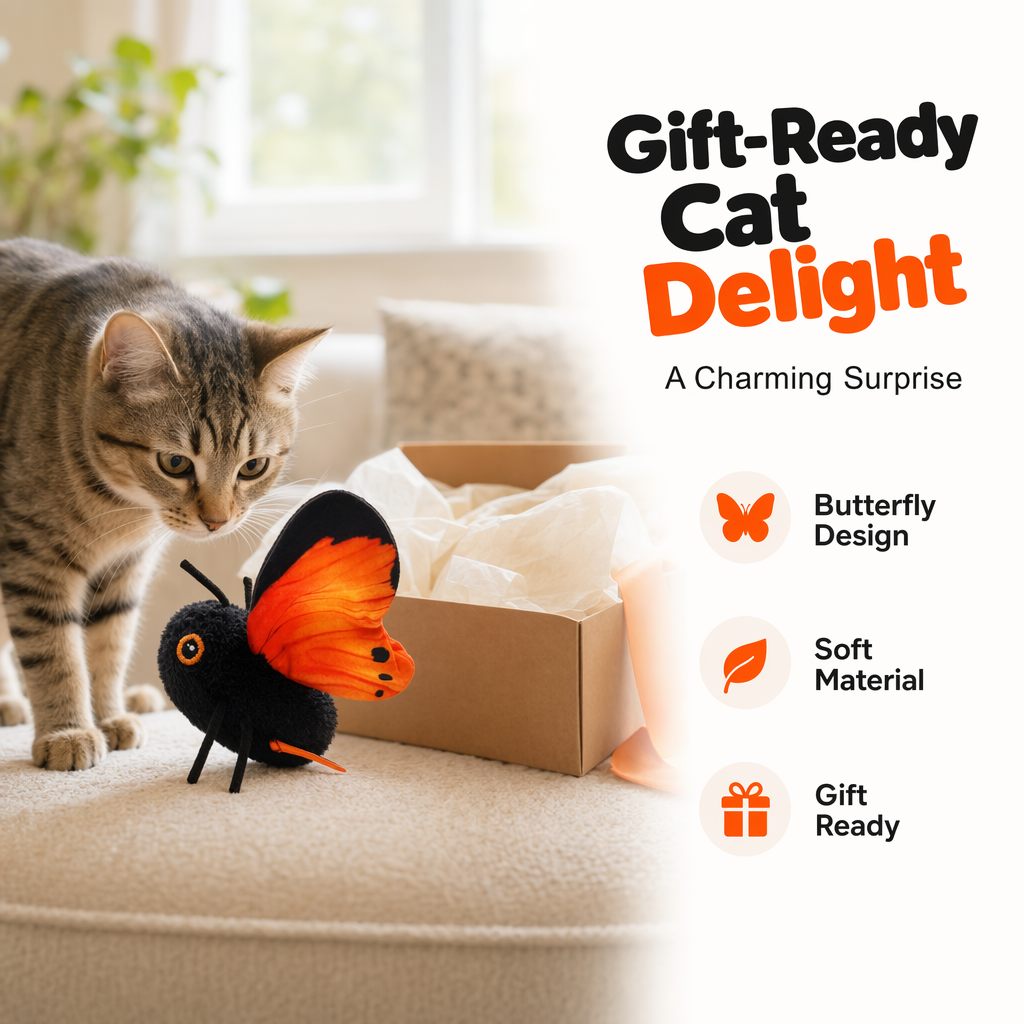 🐱50% OFF!🔥Smart Sensing Automatic Flapping Butterfly Cat Toy, Interactive Electric Pet Play Toy🦋