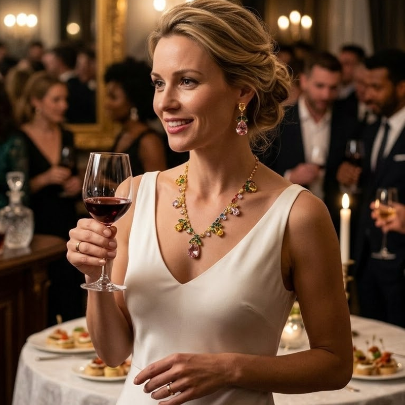 Elegant Tulip Necklace and Earrings Set
