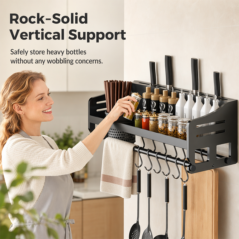 Wall-Mounted Kitchen Rack with Spice Shelf