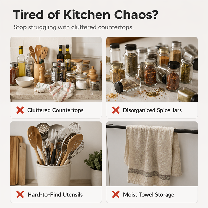 Wall-Mounted Kitchen Rack with Spice Shelf
