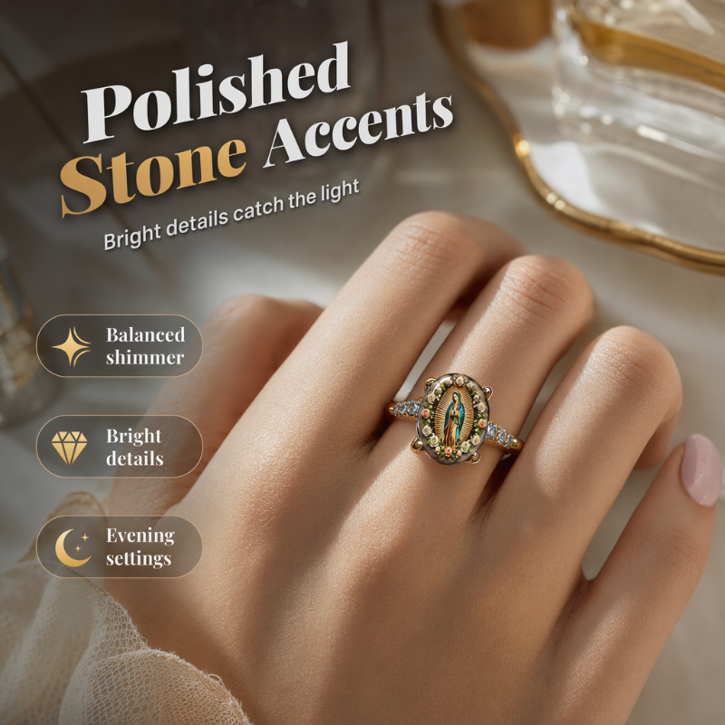 📢📢50% OFF !! ⏰Vintage Gold Virgin Mary Oval Crystal Ring