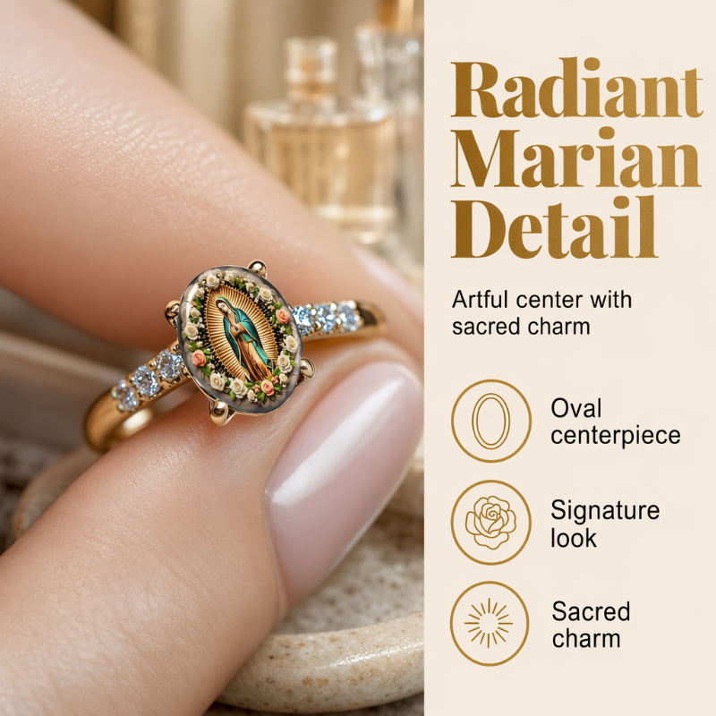 📢📢50% OFF !! ⏰Vintage Gold Virgin Mary Oval Crystal Ring