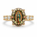 📢📢50% OFF !! ⏰Vintage Gold Virgin Mary Oval Crystal Ring
