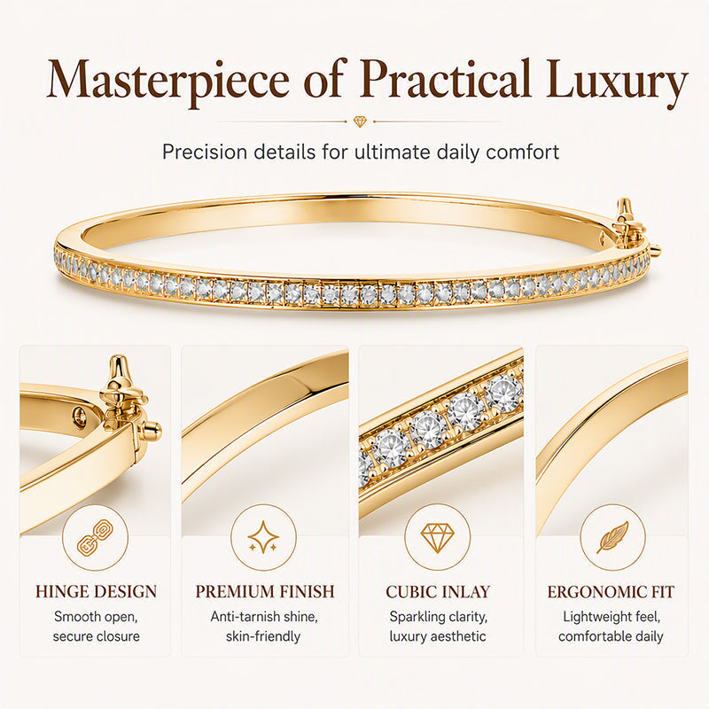 🎉 2026 Sale — Over 20700 Sold!💞 Retro Rhinestone Gold‑Tone Cuff Bangle‑Vintage Glam ✨