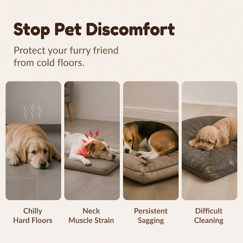 🐱🐶Thick Plush Pet Sleeping Mat with Raised Headrest for Dogs & Cats☁️