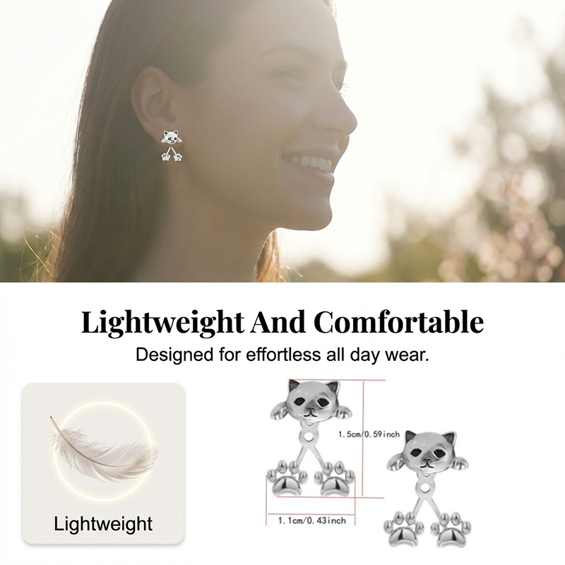 📢📢50% OFF !! ⏰🐱 3D Cute Peeking Cat Stud Earrings – Playful Front-Back Design, Vintage Silver Finish & Lightweight Comfort ✨