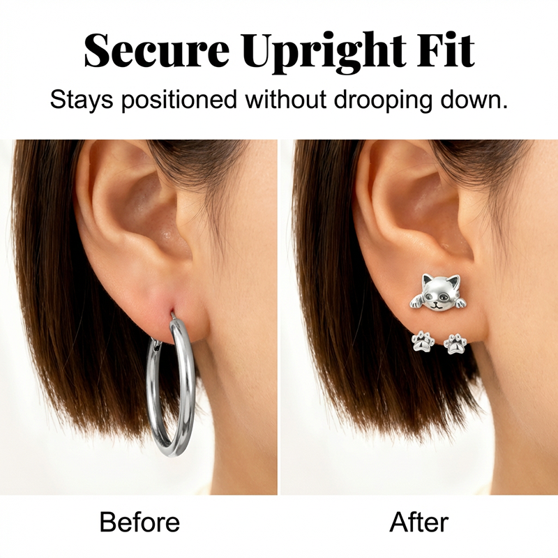 📢📢50% OFF !! ⏰🐱 3D Cute Peeking Cat Stud Earrings – Playful Front-Back Design, Vintage Silver Finish & Lightweight Comfort ✨