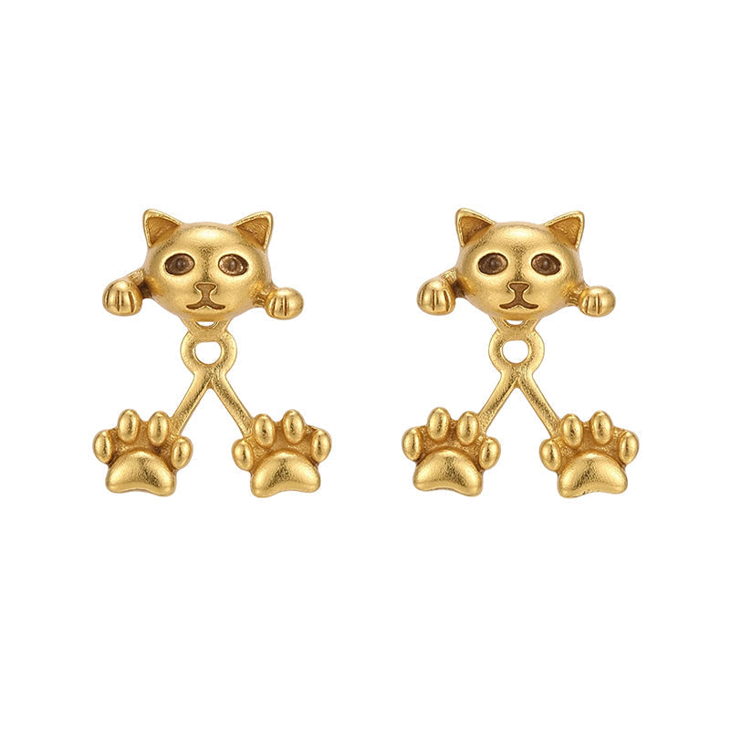 📢📢50% OFF !! ⏰🐱 3D Cute Peeking Cat Stud Earrings – Playful Front-Back Design, Vintage Silver Finish & Lightweight Comfort ✨