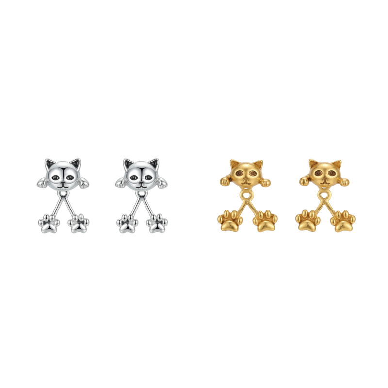 📢📢50% OFF !! ⏰🐱 3D Cute Peeking Cat Stud Earrings – Playful Front-Back Design, Vintage Silver Finish & Lightweight Comfort ✨