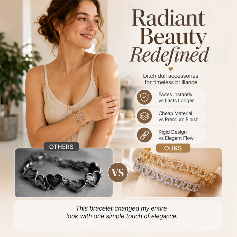 🎉 LIMITED TIME 50% OFF! 💖 Women's Elegant Sparkling Heart Bracelet – Dazzling Cubic Zirconia, Polished Finish & Lightweight Comfort ✨