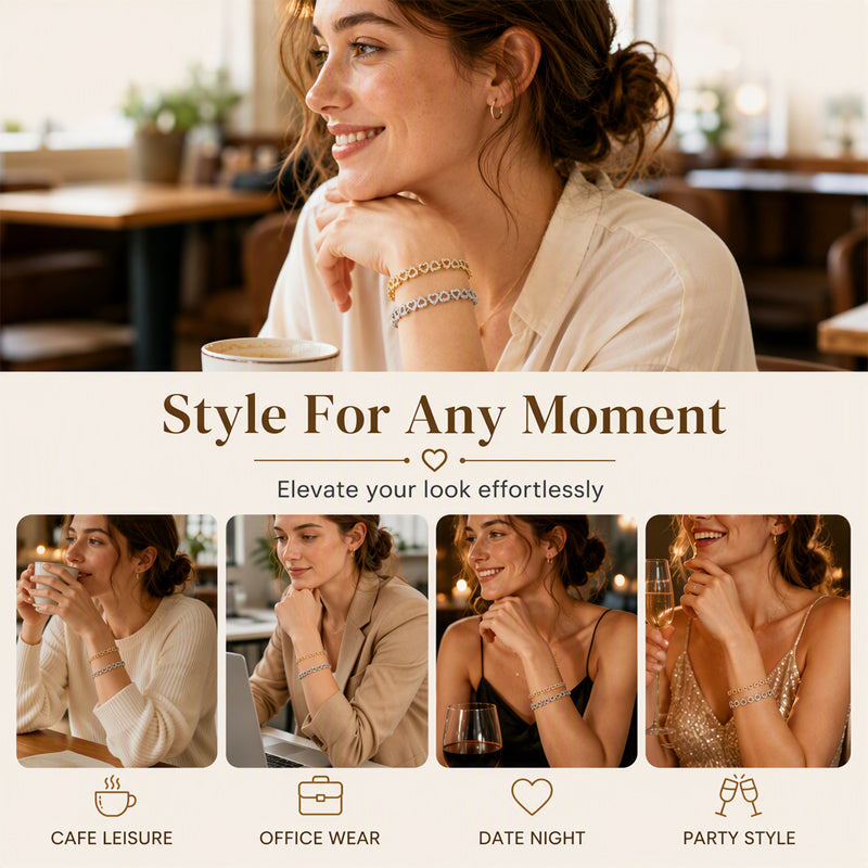 🎉 LIMITED TIME 50% OFF! 💖 Women's Elegant Sparkling Heart Bracelet – Dazzling Cubic Zirconia, Polished Finish & Lightweight Comfort ✨