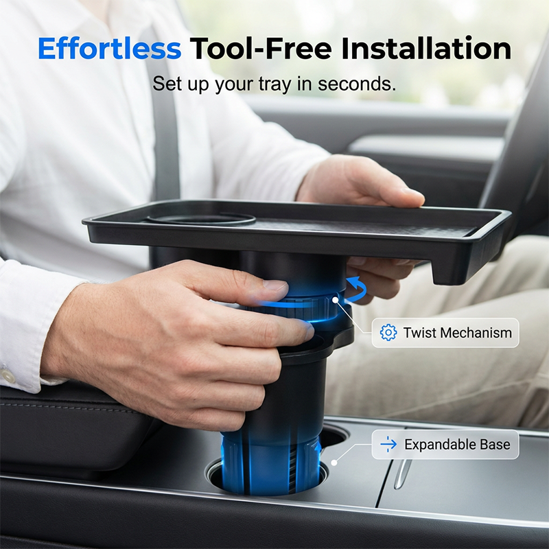 🚗 Coffee. Snacks. Phone. One tray. Cup holder expander that turns your drink spot into a mini table. 😎