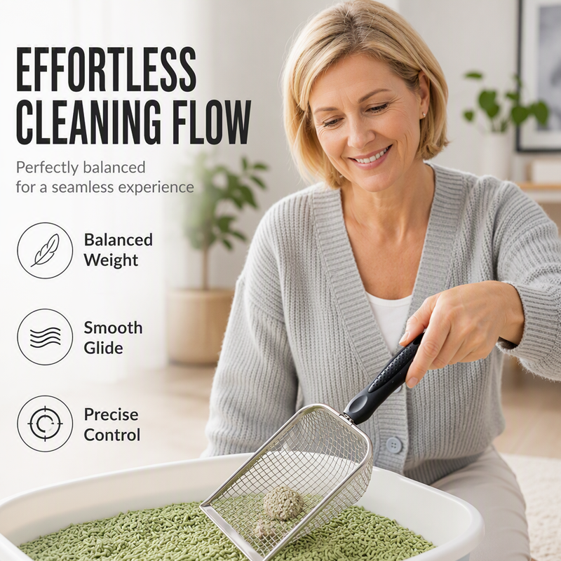 ⏳🔥LIMITED-TIME 50% OFF! ⏰Fine Mesh Metal Cat Litter Scoop – Professional Stainless Steel, Rapid Sifting & Ergonomic Non-Slip Handle ✨
