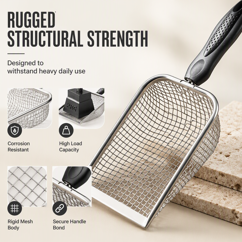 ⏳🔥LIMITED-TIME 50% OFF! ⏰Fine Mesh Metal Cat Litter Scoop – Professional Stainless Steel, Rapid Sifting & Ergonomic Non-Slip Handle ✨