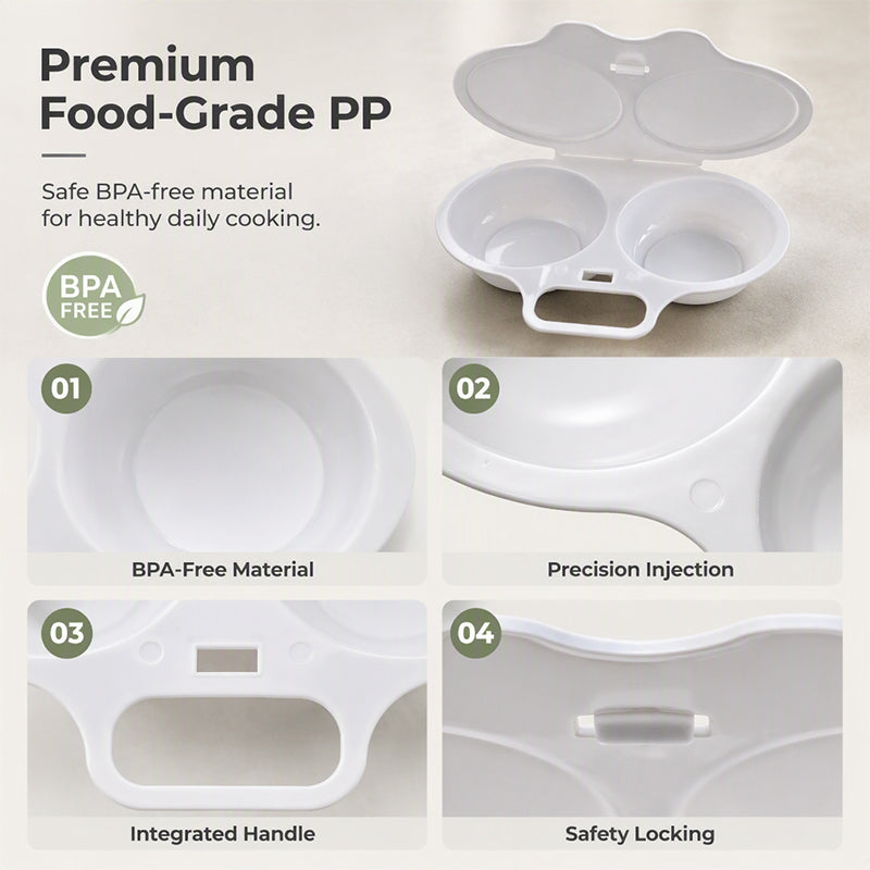 🥚 Perfect Poached Eggs in 2 Mins – No Oil, No Explosion. Microwave Egg Cooker with Splash-Proof Lid.