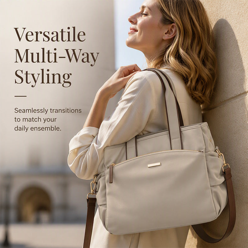 🎉 LIMITED TIME 50% OFF! 👜 Casual Canvas Tote Bag with Pleated Side Pockets for Women – Minimalist Design, 8-Zone Organization & Multi-Way Styling ✨