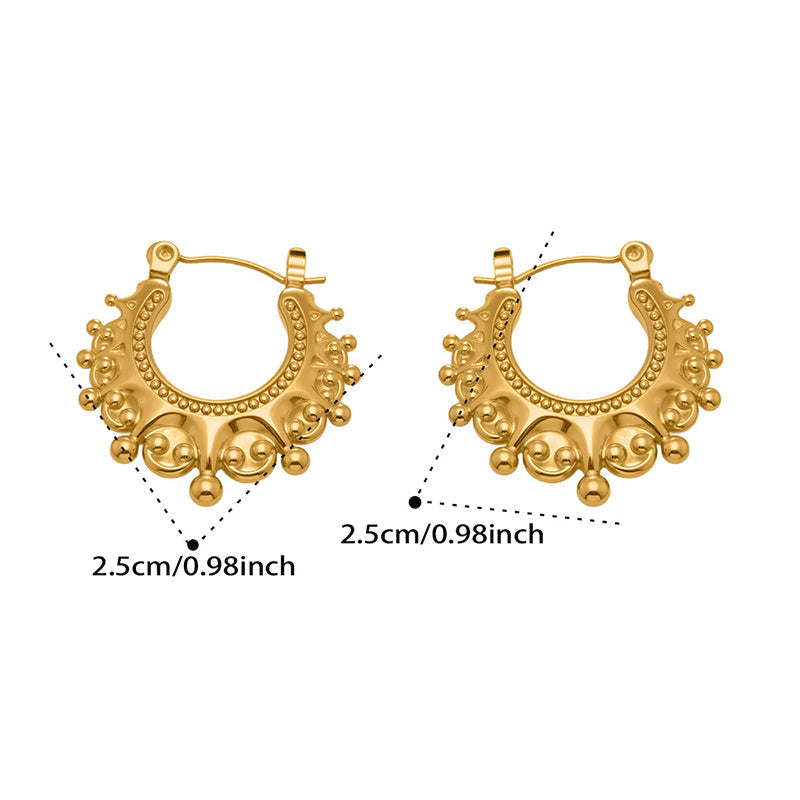 Vintage Stainless Steel Bohemian Hoop Earrings