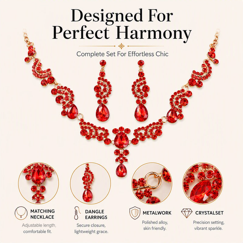 🎉 LIMITED TIME 50% OFF! 💎 Sparkling Rhinestone Necklace and Earrings Jewelry Set – Dazzling Crystal Accents & Elegant Matching Design ✨