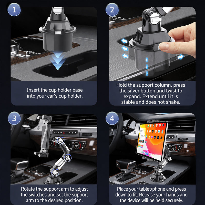 🚗 From Hire Car to Family SUV – Foldable Tablet Stand Fits Most Cup Holders. Adjustable Angle. Free UK Delivery