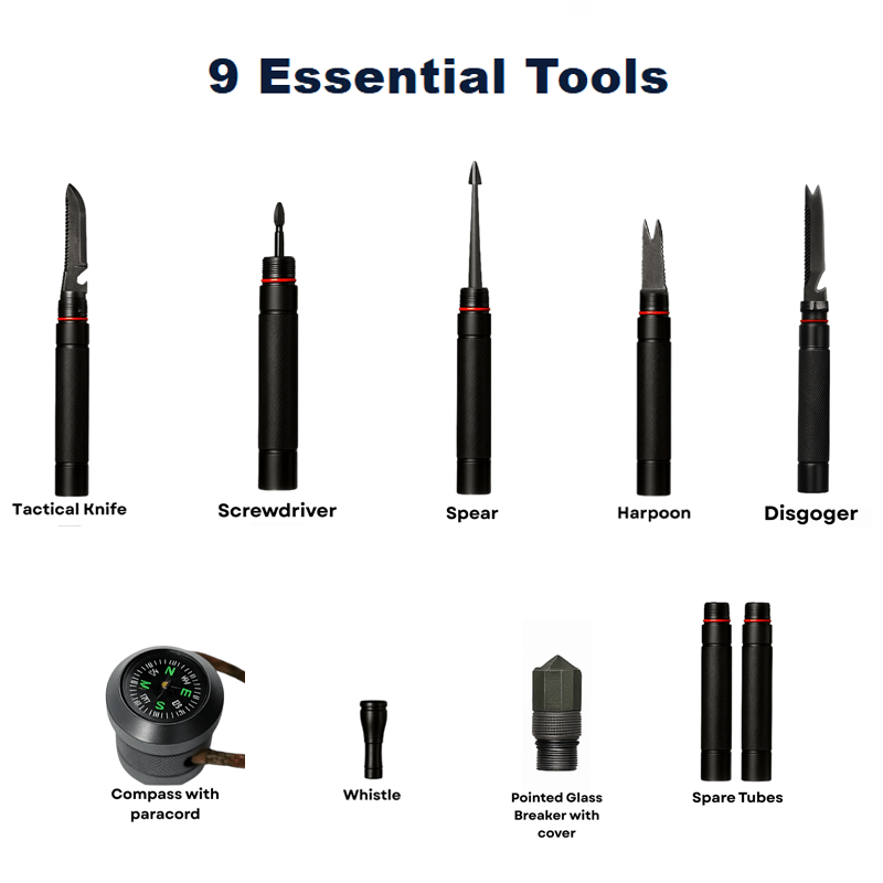 Terozi™ Tactical Trekking Staff — Detachable Survival System