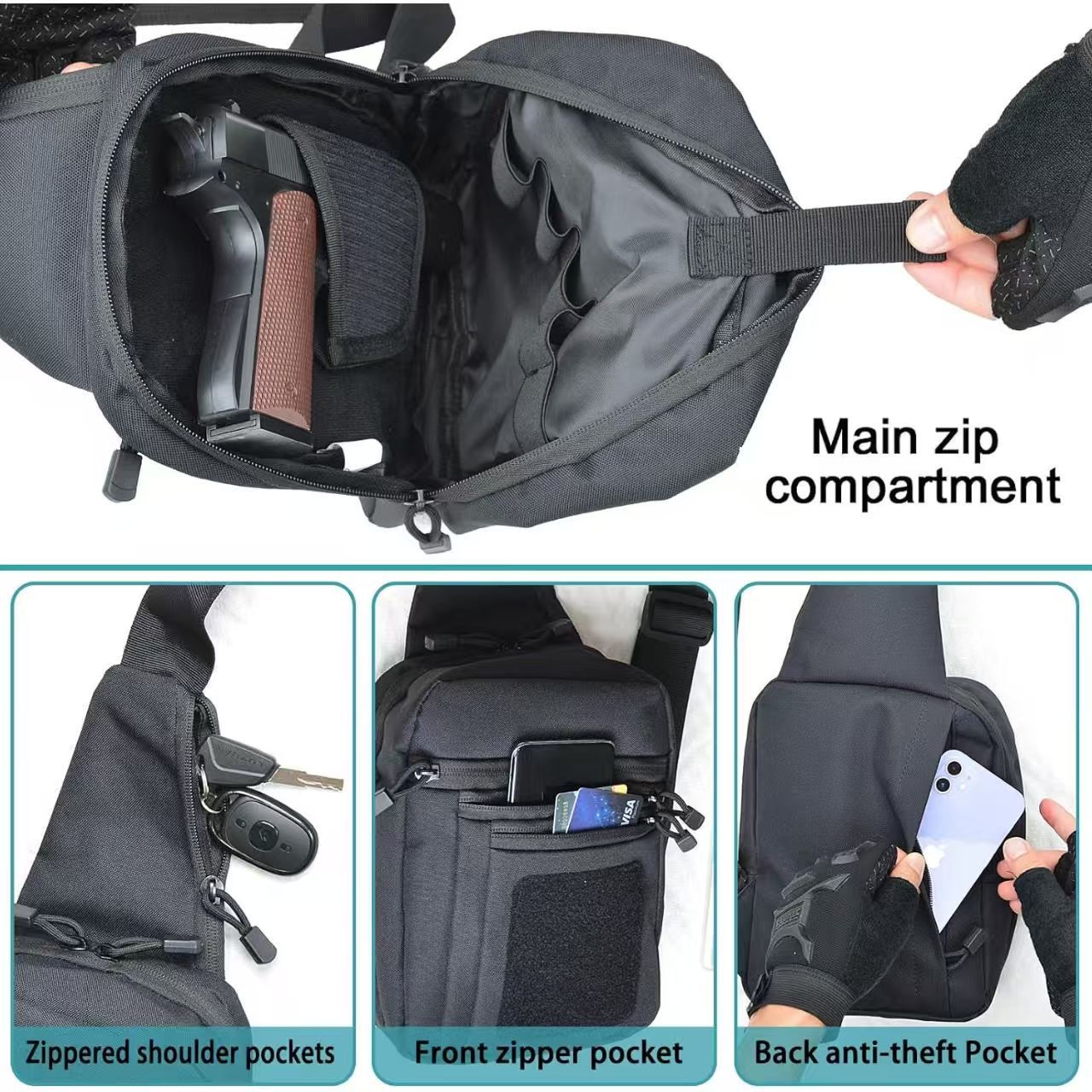 Trailguard Tactical Chest Bag with Holster – Outdoor Multi-Functional Pack