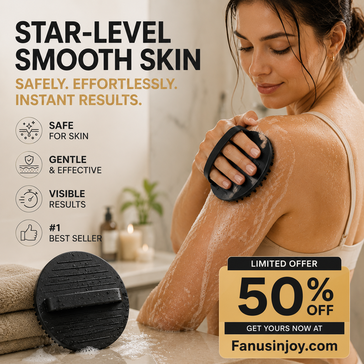 💃The secret to the smooth skin of female celebrities！Deep Exfoliating Bath Scrubber